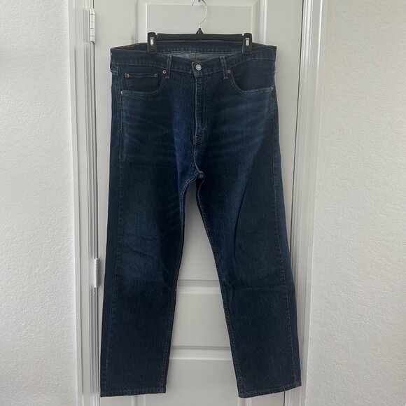 Levis 505 Regular Fit Straight Leg Jeans W38 L30 Dark Wash Denim Mens - Picture 1 of 7